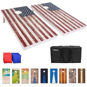 GoSports 4 x 2 ft Regulation Size Wood Cornhole Board Set Rustic American Flag Design, Includes 2 Boards, 8 Bean Bags, Carrying Case and Game Rules GoSports 4 x 2 ft Regulation Size Wood Cornhole Board Set Rustic American Flag Design, Includes 2 Boards, 8 Bean Bags, Carrying Case and Game Rules