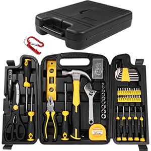 ELEVON 94-Piece Yellow Household Tool Set, Tool Set with Storage Box, DIY Basic Tool Set, with Two Additional Accessories, Suitable for Home, Office, School and Furniture ELEVON 94-Piece Yellow Household Tool Set, Tool Set with Storage Box, DIY Basic Tool Set, with Two Additional Accessories, Suitable for Home, Office, School and Furniture