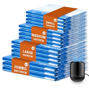 MONVANE Vacuum Compression Storage Bags for Clothes 15 Pack Reusable Space Saver Bags with Wired Electric Air Pump for travel (3J + 4L+ 4M + 4S) MONVANE Vacuum Compression Storage Bags for Clothes 15 Pack Reusable Space Saver Bags with Wired Electric Air Pump for travel (3J + 4L+ 4M + 4S)