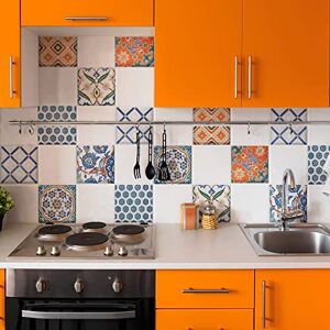 CREARREDA Adhesive Tiles for Kitchen, Bathroom and Shower Enclosure Floral Adhesive Tiles, 20 Pcs 15_x_15 cm, Waterproof Vinyl Self Adhesive Bathroom and Kitchen Decorations, Made in Italy CREARREDA Adhesive Tiles for Kitchen, Bathroom and Shower Enclosure Floral Adhesive Tiles, 20 Pcs 15_x_15 cm, Waterproof Vinyl Self Adhesive Bathroom and Kitchen Decorations, Made in Italy