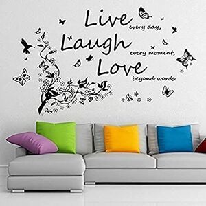 WALPLUS Removable Vinyl Wall Sticker Mural Decal Art Dancing Butterflies and Tree Branch + Vivid Live Laugh Love WALPLUS Removable Vinyl Wall Sticker Mural Decal Art Dancing Butterflies and Tree Branch + Vivid Live Laugh Love