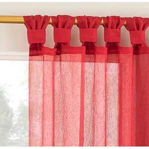 No. 918 Margaret 2-Pack Holiday Twist Tab Crushed Texture Sheer Tab Top Curtain Panel Pair, 51" x 63", Holiday Red No. 918 Margaret 2-Pack Holiday Twist Tab Crushed Texture Sheer Tab Top Curtain Panel Pair, 51" x 63", Holiday Red