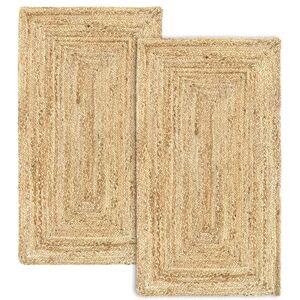 HAMID 2 Pack Alhambra Jute Rugs Natural Color 100% Jute Fiber Rugs Hand Woven Living Room Rugs Dining Room Bedroom Corridors Natural Color (80 x 150 cm) 2 Pack HAMID 2 Pack Alhambra Jute Rugs Natural Color 100% Jute Fiber Rugs Hand Woven Living Room Rugs Dining Room Bedroom Corridors Natural Color (80 x 150 cm) 2 Pack