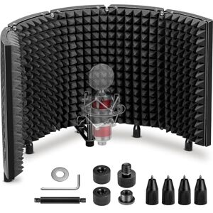 CAHAYA Microphone Isolation Shield Studio Mic Sound Absorbing Foam Professional Desktop or Mounted on Stand Recording Equipment Foldable 5-Panel Mic Isolator Panel for Condenser Microphone CAHAYA Microphone Isolation Shield Studio Mic Sound Absorbing Foam Professional Desktop or Mounted on Stand Recording Equipment Foldable 5-Panel Mic Isolator Panel for Condenser Microphone