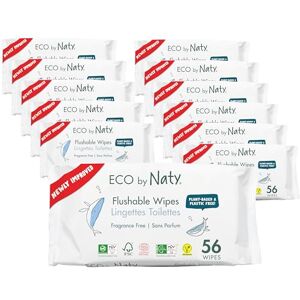 Naty Flushable Baby Wipes 100% Plant-Based, Plastic-Free, Fragrance-Free, Unscented, Hypoallergenic for sensitive skin, Dermatologically Tested (Regular 672 Count 12 Packs of 56) Naty Flushable Baby Wipes 100% Plant-Based, Plastic-Free, Fragrance-Free, Unscented, Hypoallergenic for sensitive skin, Dermatologically Tested (Regular 672 Count 12 Packs of 56)