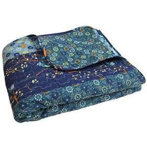 Lush Decor Royal Empire Throw-Floral Stripe Reversible Design Blanket-60” x, Peacock Blue, Cotton, 50-Inch Lush Decor Royal Empire Throw-Floral Stripe Reversible Design Blanket-60” x, Peacock Blue, Cotton, 50-Inch