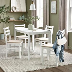 Julian Bowen Keats White Rectangular Table with 4 Chairs Dining Set Julian Bowen Keats White Rectangular Table with 4 Chairs Dining Set