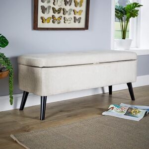Home Source Storage Ottoman Storage Chest, Velvet Bedding Box, Wooden Legs, Grey Home Source Storage Ottoman Storage Chest, Velvet Bedding Box, Wooden Legs, Grey