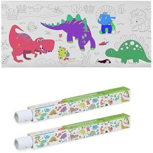 Relaxdays Colouring Paper Roll for Kids, Set of 2, 3 m, Self-Adhesive, Dinosaur, Drawing Sheet, Table Cover, White Relaxdays Colouring Paper Roll for Kids, Set of 2, 3 m, Self-Adhesive, Dinosaur, Drawing Sheet, Table Cover, White