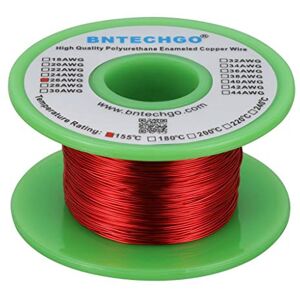 BNTECHGO 26 AWG Magnet Wire Enameled Copper Wire Enameled Magnet Winding Wire 4 oz 0.0157" Diameter 1 Spool Coil Red Temperature Rating 155℃ Widely Used for Transformers Inductors BNTECHGO 26 AWG Magnet Wire Enameled Copper Wire Enameled Magnet Winding Wire 4 oz 0.0157" Diameter 1 Spool Coil Red Temperature Rating 155℃ Widely Used for Transformers Inductors