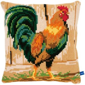 Vervaco Cross Stitch Cushion: Rooster, Multi-Colour Vervaco Cross Stitch Cushion: Rooster, Multi-Colour