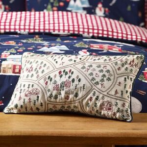 Catherine Lansfield Christmas Ski Village Embroidered 30x50cm Cushion Natural Catherine Lansfield Christmas Ski Village Embroidered 30x50cm Cushion Natural
