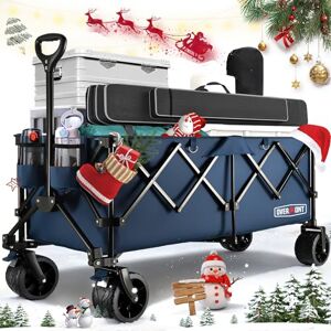 OVERMONT 300L Extra Large Folding Festival Trolley Cart All-terrain Wide Wheels and Brake Heavy Duty Cart Load up 200KG with Adjustable Handle & Cover Bag Wagon for Beach Camping Garden blue OVERMONT 300L Extra Large Folding Festival Trolley Cart All-terrain Wide Wheels and Brake Heavy Duty Cart Load up 200KG with Adjustable Handle & Cover Bag Wagon for Beach Camping Garden blue