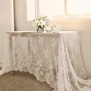 B-COOL 2 Pieces Lace Tablecloth 60 x 120 Inch Wedding Rectangle Overlay for Tables Rustic Vintage White Table Cover B-COOL 2 Pieces Lace Tablecloth 60 x 120 Inch Wedding Rectangle Overlay for Tables Rustic Vintage White Table Cover