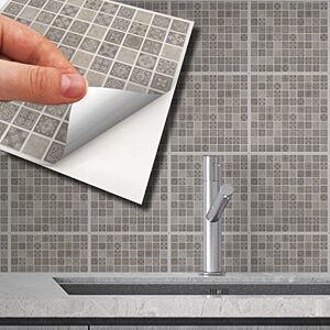 WALPLUS 15cm(6") 24 Pieces Limestone Antique Azulejo Mosaic Wall Tile Sticker Set Peel and Stick Backsplash Decals Vinyl Home Decors Splashback for Kitchen Bathroom Tile Paint Stick on Wall WALPLUS 15cm(6") 24 Pieces Limestone Antique Azulejo Mosaic Wall Tile Sticker Set Peel and Stick Backsplash Decals Vinyl Home Decors Splashback for Kitchen Bathroom Tile Paint Stick on Wall