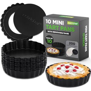 Nutrichef Nonstick Mini Tart Pans,10-Piece Heavy Duty 10cm Steel Quiche Pans with Removable Bottom, Oven & Dishwasher Safe, Fluted Edge for Mini Pie Crust and Tart Shells Nutrichef Nonstick Mini Tart Pans,10-Piece Heavy Duty 10cm Steel Quiche Pans with Removable Bottom, Oven & Dishwasher Safe, Fluted Edge for Mini Pie Crust and Tart Shells