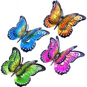 Daogtc 4 Pack Metal Butterfly Wall Art Decor 6.5‘’ Double Wings Butterflies Wall Hanging Decoration for Indoor and Outdoor Decor Daogtc 4 Pack Metal Butterfly Wall Art Decor 6.5‘’ Double Wings Butterflies Wall Hanging Decoration for Indoor and Outdoor Decor