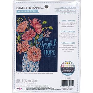 Dimensions Counted Cross Stitch Kit 5"X7"-Joyful Floral (14 Count) Dimensions Counted Cross Stitch Kit 5"X7"-Joyful Floral (14 Count)