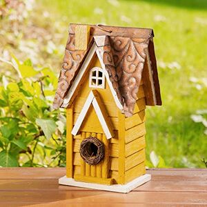 Glitzhome GH90085 Hanging Distressed Wooden Garden Cottage Birdhouse, Yellow Glitzhome GH90085 Hanging Distressed Wooden Garden Cottage Birdhouse, Yellow
