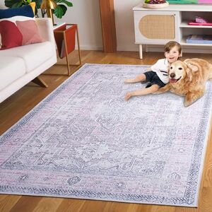 Safavieh Distressed Rug Optimal for High Traffic Areas, Machine Washable and Slip Resistant, Arizona Collection, Short Pile, in Red and Ivory, 183 X 183 cm Safavieh Distressed Rug Optimal for High Traffic Areas, Machine Washable and Slip Resistant, Arizona Collection, Short Pile, in Red and Ivory, 183 X 183 cm