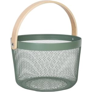 Relaxdays Wire Storage Basket with Handle, Round Metal & Wood, for Utensils in Kitchen, Bathroom, Living Room, 30x27.5x2 Relaxdays Wire Storage Basket with Handle, Round Metal & Wood, for Utensils in Kitchen, Bathroom, Living Room, 30x27.5x2
