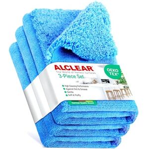 ALCLEAR 820203K_3 Microfiber Cloth Set, 3 Pack, 40x40 cm for High-Gloss Kitchens, Furniture Fronts, Lacquer, Plastic, Glass, Lint-Free, Streak-Free, Ultrasonic Cut, Usable Damp, Washable at 60° C ALCLEAR 820203K_3 Microfiber Cloth Set, 3 Pack, 40x40 cm for High-Gloss Kitchens, Furniture Fronts, Lacquer, Plastic, Glass, Lint-Free, Streak-Free, Ultrasonic Cut, Usable Damp, Washable at 60° C