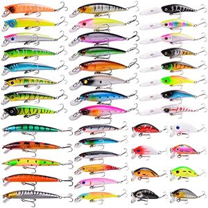 Aorace 43pcs Bass Fishing 56pcs Lures Kit Set Topwater Hard Baits Minnow Crankbait Pencil VIB Swimbait for Bass Pike Fit Saltwater and Freshwater Aorace 43pcs Bass Fishing 56pcs Lures Kit Set Topwater Hard Baits Minnow Crankbait Pencil VIB Swimbait for Bass Pike Fit Saltwater and Freshwater