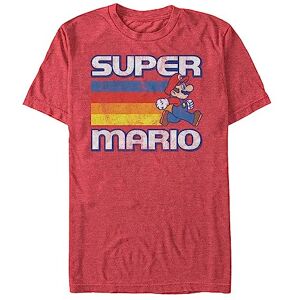 Nintendo Men's Super Mario Running Retro Stripe T-Shirt, Red Heather, S Nintendo Men's Super Mario Running Retro Stripe T-Shirt, Red Heather, S