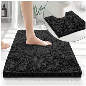 GC GAVENO CAVAILIA Soft Bath Mat Sets For Bathroom 2 Piece Bath Mat Non Slip Back Highly Water Absorbent & Fast Drying 100% Microfiber Chenille Toilet Rug with Pedestal Mat Black GC GAVENO CAVAILIA Soft Bath Mat Sets For Bathroom 2 Piece Bath Mat Non Slip Back Highly Water Absorbent & Fast Drying 100% Microfiber Chenille Toilet Rug with Pedestal Mat Black