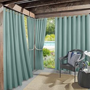 Sun Marina Indoor/Outdoor UV Protectant Energy Efficient Grommet Curtain Panel, 54" x 84", Soft Teal Sun Marina Indoor/Outdoor UV Protectant Energy Efficient Grommet Curtain Panel, 54" x 84", Soft Teal