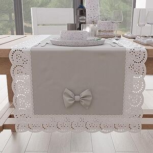 PETTI Artigiani Italiani Table Runner, Kitchen Table Runner, Elegant Solid Colour Table Runner with Lace Frill and Bows, Cotton Runner, 40 x 140 cm, 100% Made in Italy PETTI Artigiani Italiani Table Runner, Kitchen Table Runner, Elegant Solid Colour Table Runner with Lace Frill and Bows, Cotton Runner, 40 x 140 cm, 100% Made in Italy