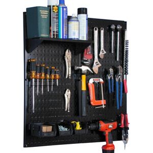 Wall Control 30-WGL-200 BB Metal Pegboard Utility Tool Storage Kit with Black Pegboard and Black Accessories Wall Control 30-WGL-200 BB Metal Pegboard Utility Tool Storage Kit with Black Pegboard and Black Accessories