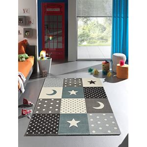 Mias Teppiche Mia's Marie Children's Rug, Boys and Girls, Pastel, Modern, Chequered, Dots, Moon, Stars, Colour: Blue, Size: 80 x 150 cm Mias Teppiche Mia's Marie Children's Rug, Boys and Girls, Pastel, Modern, Chequered, Dots, Moon, Stars, Colour: Blue, Size: 80 x 150 cm