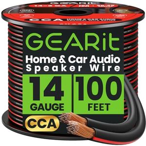 GEARit Speaker Wire Audio Cable CCA 2x2.5mm≤ (30.48 Meters Black) Copper Clad Aluminum Great for Hi-Fi Home Theater and Car Speakers 14 Gauge AWG, 100 Feet GEARit Speaker Wire Audio Cable CCA 2x2.5mm≤ (30.48 Meters Black) Copper Clad Aluminum Great for Hi-Fi Home Theater and Car Speakers 14 Gauge AWG, 100 Feet