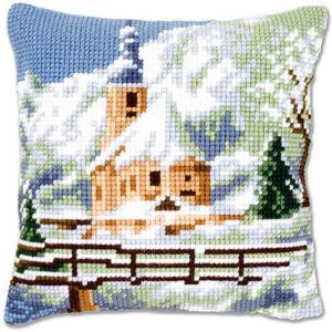 Vervaco Alpine Scene 2 Cross Stitch Cushion, Multi-Colour Vervaco Alpine Scene 2 Cross Stitch Cushion, Multi-Colour