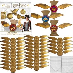 Harry Potter Golden Snitch Valentine's Day Card Set for Kids, 28 Card Pack & Envelopes Shiny Gold Foil Snitch Cards with Fun Greetings Great for School Classroom Exchange Parties Boys & Girls Harry Potter Golden Snitch Valentine's Day Card Set for Kids, 28 Card Pack & Envelopes Shiny Gold Foil Snitch Cards with Fun Greetings Great for School Classroom Exchange Parties Boys & Girls