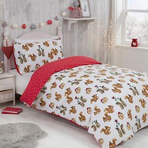 Sleepdown Forest Animals Red White Reversible Duvet Cover Bedding Set With Pillowcase Single 135cm x 200cm Sleepdown Forest Animals Red White Reversible Duvet Cover Bedding Set With Pillowcase Single 135cm x 200cm