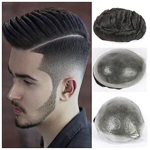 ZCX43FGH Mens Wig Hair Male Hair Prosthesis with PU Base 0.02-0.04mm Super Thin Skin Knotless V-looped Men's Toupee 6" Natural European Human Hair System for Men Mens Toupee (Size : 6 inches-#1B -120%-Free-7x ZCX43FGH Mens Wig Hair Male Hair Prosthesis with PU Base 0.02-0.04mm Super Thin Skin Knotless V-looped Men's Toupee 6" Natural European Human Hair System for Men Mens Toupee (Size : 6 inches-#1B -120%-Free-7x