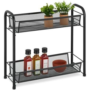 Relaxdays Spice Rack, 2 Levels, Table Kitchen & Bathroom, Make-Up, Perfume, Metal Shelf, 40x44x17.5cm, Black, Steel, 40 x 44 x 17.5 cm Relaxdays Spice Rack, 2 Levels, Table Kitchen & Bathroom, Make-Up, Perfume, Metal Shelf, 40x44x17.5cm, Black, Steel, 40 x 44 x 17.5 cm