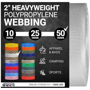 Strapworks Heavyweight Polypropylene Webbing Heavy Duty Poly Strapping for Outdoor DIY Gear Repair, 2 Inch x 50 Yards White Strapworks Heavyweight Polypropylene Webbing Heavy Duty Poly Strapping for Outdoor DIY Gear Repair, 2 Inch x 50 Yards White