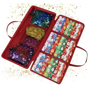 Relaxdays gift wrap organizer, zip closure, handles, 3 mesh pockets for accessories, size: 34 x 82 x 13 cm, red Relaxdays gift wrap organizer, zip closure, handles, 3 mesh pockets for accessories, size: 34 x 82 x 13 cm, red