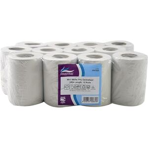 Pristine Mini White 1-Ply Centrefeed Roll 120m, 100 Percent Recycled Fibres, Suitable for Light-Duty Wiping and Spillages, CHSA Accredited, UK Made (Case of 12) Pristine Mini White 1-Ply Centrefeed Roll 120m, 100 Percent Recycled Fibres, Suitable for Light-Duty Wiping and Spillages, CHSA Accredited, UK Made (Case of 12)