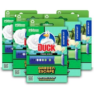 DUCK Fresh Discs Toilet Cleaner Starter Kit, Fights Stains That Harbour Germs, Prevents Limescale Build Up, Garden Escape, Pack of 5 (Each Kit contains 1 Holder + 1 Refill Tube) DUCK Fresh Discs Toilet Cleaner Starter Kit, Fights Stains That Harbour Germs, Prevents Limescale Build Up, Garden Escape, Pack of 5 (Each Kit contains 1 Holder + 1 Refill Tube)