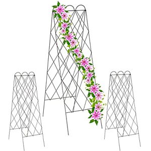 Relaxdays Metal Trellis Set of 3, for Sticking, 152 cm High, Trellis for Climbing Plants, Trellis Garden, Red Brown Relaxdays Metal Trellis Set of 3, for Sticking, 152 cm High, Trellis for Climbing Plants, Trellis Garden, Red Brown