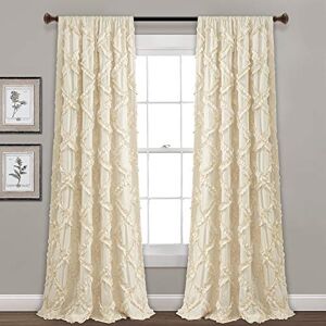 Lush Decor , Ivory Ruffle Diamond Curtains Textured Window Panel Set for Living, Dining Room, Bedroom (Pair), 84” x 54, 2 Count Lush Decor , Ivory Ruffle Diamond Curtains Textured Window Panel Set for Living, Dining Room, Bedroom (Pair), 84” x 54, 2 Count