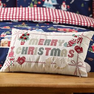 Catherine Lansfield Merry Christmas Cross Stitch 30x50cm Cushion Natural Catherine Lansfield Merry Christmas Cross Stitch 30x50cm Cushion Natural