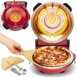 Nutrichef Electric Indoor Pizza Oven, 30cm Countertop Cooker with Temp Control, Viewing Window, Non-Stick Stone, Heats to 425°C, Easy Clean Pizza's Maker Machine for Home, Red Nutrichef Electric Indoor Pizza Oven, 30cm Countertop Cooker with Temp Control, Viewing Window, Non-Stick Stone, Heats to 425°C, Easy Clean Pizza's Maker Machine for Home, Red