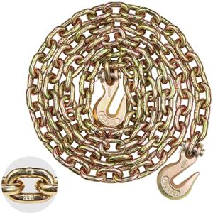 VEVOR G80 Transport Binder Chain, 3/8" x 10.3' Tow Chain with Clevis Grab Hooks, 7100 lbs Safe Working Load, Heavy Duty Trailer Logging Chain for Transporting Towing Truck Tie Down Binding Equipment VEVOR G80 Transport Binder Chain, 3/8" x 10.3' Tow Chain with Clevis Grab Hooks, 7100 lbs Safe Working Load, Heavy Duty Trailer Logging Chain for Transporting Towing Truck Tie Down Binding Equipment