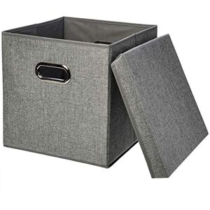 Amazon Basics Foldable Burlap Storage Cubes (2-Pack), Grey Amazon Basics Foldable Burlap Storage Cubes (2-Pack), Grey