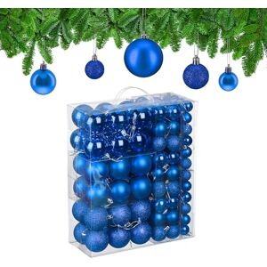 Relaxdays Christmas Baubles, Set of 50, Tree Ornaments, Holiday Decorations, Plastic, Glittery, Matte & Shiny, Blue, 3 Sizes Relaxdays Christmas Baubles, Set of 50, Tree Ornaments, Holiday Decorations, Plastic, Glittery, Matte & Shiny, Blue, 3 Sizes